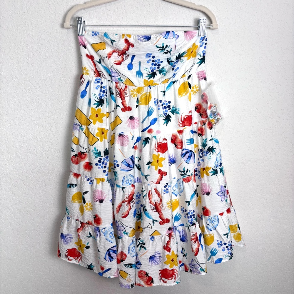 Pink Lily Multicolor Coastal Novelty Print Tiered Mini Dress Women’s Medium
